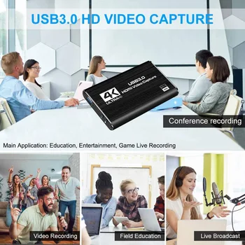 Garso ir Vaizdo įrašymo Plokštę USB3 HDMI.0 4K 1080P 60fps Nešiojamų Video Konverteris, skirtas Žaidimo Transliacijos Įrašymo GK99