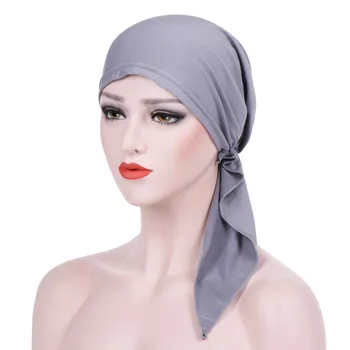 Moteris Musulmonų Vidinis Hijab Ponios Islamo Kryžiaus Lankelis Turbaną Headwrap Hairband Lanko Du Uodega Bžūp Ringtones Vientisos Spalvos Megztinis Bžūp