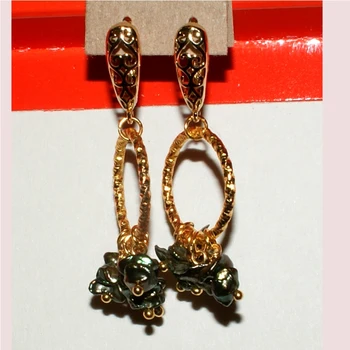 Sidabro auskarai AV papuošalai, aukso spalvos auskarai natūralių perlų papuošalų mados moterų Naujųjų Metų Dovana