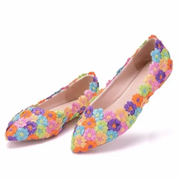 MVVJKE spalvinga gėlių nėriniai moterų butas batai pažymėjo tne vestuvių batai pavasario atsitiktinis butas batai didelio dydžio moterų butas batai