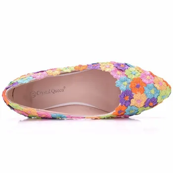 MVVJKE spalvinga gėlių nėriniai moterų butas batai pažymėjo tne vestuvių batai pavasario atsitiktinis butas batai didelio dydžio moterų butas batai
