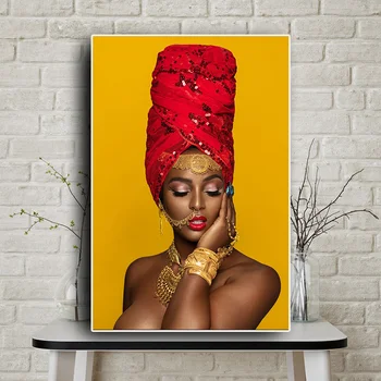 Tapybos Drobės Juoda ir Aukso Seksualus Lūpų Nuogas Afrikos Meno Moteris, Plakatų ir grafikos Sienos Nuotrauka už Kambarį Dekoro