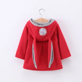 2020 m. Žiemą, rudenį, kūdikių hoodies megztiniai vaikams ilgomis rankovėmis 3D Triušio ausų kailis Kasdieniai Viršutiniai drabužiai mergina drabužių