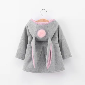 2020 m. Žiemą, rudenį, kūdikių hoodies megztiniai vaikams ilgomis rankovėmis 3D Triušio ausų kailis Kasdieniai Viršutiniai drabužiai mergina drabužių