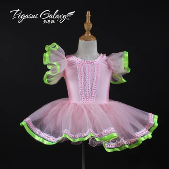 Naujas Atvykimo Rankovių Vaikų Mergaičių Kontrastingos Rožinė Princesė Vaikams Baleto Tutu Suknelė Mergaitėms Etape Šokiai, Kostiumai B-6332
