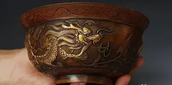 Bronzos amatų paauksuota žalvario, vario dubenį Shuangfeng kambarį apdaila