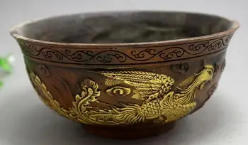 Bronzos amatų paauksuota žalvario, vario dubenį Shuangfeng kambarį apdaila