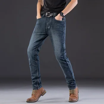 Vyriški tiesūs džinsai mados Slim džinsai vyrams pavasarį, rudenį ženklo džinsus vyriškos kelnės Verslo Klasikiniai džinsai vyrams 2020 m.