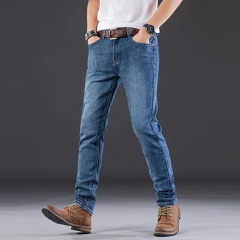 Vyriški tiesūs džinsai mados Slim džinsai vyrams pavasarį, rudenį ženklo džinsus vyriškos kelnės Verslo Klasikiniai džinsai vyrams 2020 m.