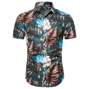 Havajų Marškinėliai Vasarą Vyrams Bohe Patalynė Trumpas Rankovės Pagrindinių Havajų Marškinėliai Palaidinė Tinka Slim Gėlių Spausdinti Į Viršų