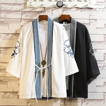 Japonų Kimono Vyras Haori Yukata Azijos Streetwear Samurajus Kostiumas Megztinis Kimono Marškinėliai Vyrams Tradicinis Japonų Kimonos FF2626