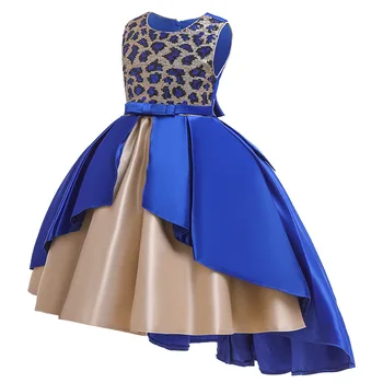 Ballgown Blizgančiais Royal Blue Merginos Inscenizacija Suknelės, Šaliai, Chalatai 2021 Satino Didelis Mažas Vaikas Oficialią Dėvėti Suknelės Sandėlyje