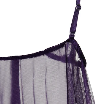 KARŠTA! Naujas 2018 Nėrinių Akių Moterims Seksualus apatinis Trikotažas Violetinė Gėlių Nėrinių Lapeliai Giliai V-kaklo Perspektyvos Lankas Diržas Pižama