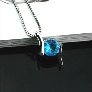 Didmeninė Sidabro padengtą pakabukas 925 Sterlingas Sidabro bižuterijos mėlynas apvalus perlas pakabučiai, karoliai moterims/vyrams +grandinė
