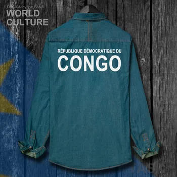 Kongo DR COD KDR DROC Kongo demokratinė respublika-Kinsha Kongo Vyrų Drabužių Rudens Striukė Turn-žemyn, Džinsus, Marškinius ilgomis Rankovėmis Kaubojus Kailis Vėliavos Top 20