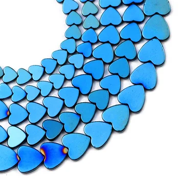 RBFHYER Hematitas Natūralus Akmuo Blue Peach širdies 6/8/10mm Žavesio Prarasti Granules Madinga Papuošalai Apyrankės Padaryti DIY Priedai