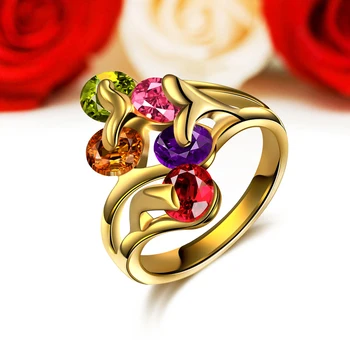 Išskirtinį keli spalva austrija crystal žiedą, moterims vestuvės vestuvinis žiedas didmeninės