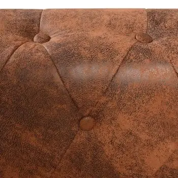 Chesterfield Kampe Sofa 5Seater Dirbtinės Odos Ruda kokybės dirbtinės odos apmušalai sofa