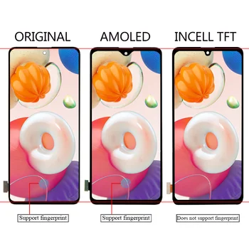5vnt/daug AMOLED Galaxy A51 LCD su frame skaitmeninis keitiklis Jutiklio mazgas, Samsung A51 Ekranas A515 A515F A515F/DS,A515FD A515F