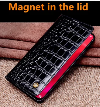 Aukštos klasės natūralios Odos Magnetinio Flip Cover Mobiliųjų Telefonų Knyga Atveju, 