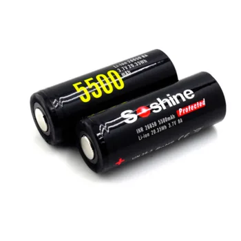 2vnt Soshine 26650 Saugomų 3.7 V 5500mAh Ličio Įkraunama Baterija