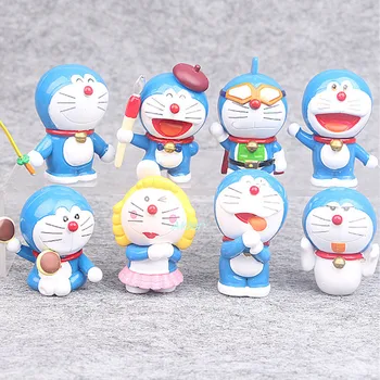 8Pcs/set Doraemon 8 Kartų Pokonyan Nobita Nobi Kūrybingi Gimtadienio Dovana PVC Veiksmų Skaičius, Kolekcines, Modelis Žaislas OPP 5CM B881