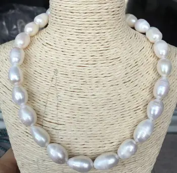 Elegantiškas baroko 12-13mm pietų jūros white pearl necklace18inch