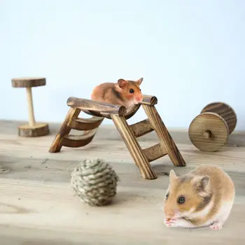 Pet Žiurkėnas Pelės Paukščių Medinis Tiltas, Laipioti Kopėčiomis Naudotis Žaidimas Laiptai Žaislai