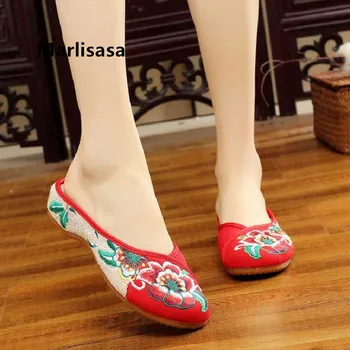 Marlisasa Zapatos De Mujer Moterų Lengvas Patogus Raudona Gėlių Butas Batai Moteriška Namams Ir Ne Šlepetės Mielas Batai F2228