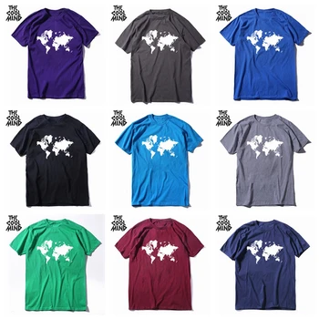 Kokybės vasarą prarasti medvilnės pasaulio žemėlapio spausdinimo vyrų marškinėliai atsitiktinis palaidų vyrų t-shirt cool megzti vyrų marškinėlius vyrai tee marškinėliai
