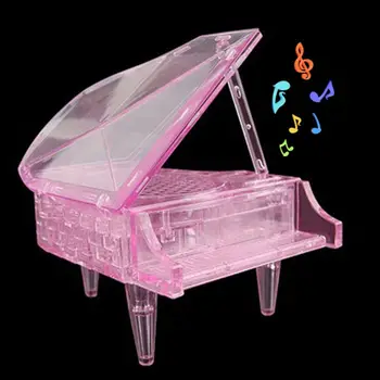 3D Kristalų Fortepijonas Dėlionė su Šviesos ir Muzikos Namų Puošybai Suaugusiųjų Vaikų Intellective Mokymosi Žaislai
