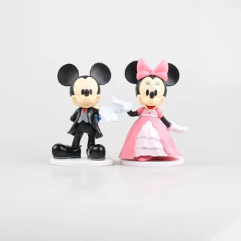 Originalus Disney Mickey Mouse Anime Pav 12cm PVC Veiksmų Skaičius, Vestuvės Apdailos 2 Vnt/komplektas Specialiosios Vestuvių Dovanos, Žaislai