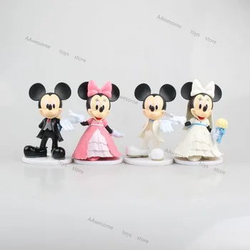Originalus Disney Mickey Mouse Anime Pav 12cm PVC Veiksmų Skaičius, Vestuvės Apdailos 2 Vnt/komplektas Specialiosios Vestuvių Dovanos, Žaislai
