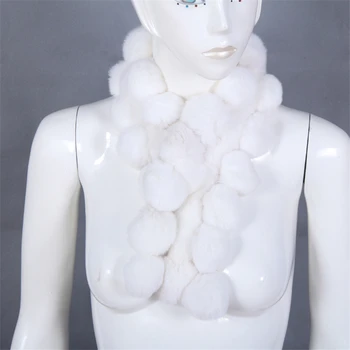 Rudenį ir žiemą moterų kailio šalikas triušio kailio apykakle triušio kailiai, rankų darbo šalikas plaukų kamuolys šalikas
