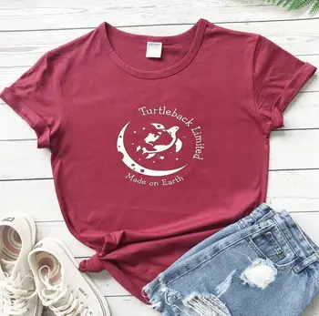 Medvilnės Moterų Marškinėliai Tturtleback Tik Išspausdintas Ponios Marškinėlius Trumpomis Rankovėmis Tee Marškinėliai Moterims, Moterų Topai Drabužius Camisetas