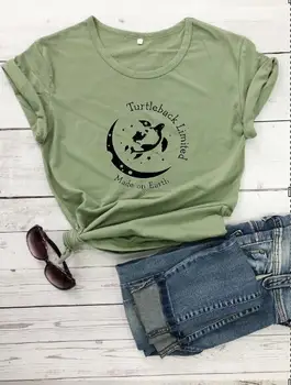 Medvilnės Moterų Marškinėliai Tturtleback Tik Išspausdintas Ponios Marškinėlius Trumpomis Rankovėmis Tee Marškinėliai Moterims, Moterų Topai Drabužius Camisetas