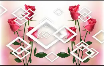 3d foto tapetai užsakymą freskos kambarį raudona rožė gėlių diamond tapybos sofa-lova, TV foną, neaustiniai tapetai, sienų 3d