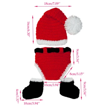Nemokamas Pristatymas 2018 Naujagimiui Mergaitė Berniukų Megzti Skrybėlę Kalėdų Kelnes Santa Komplektus Kostiumas Foto Prop