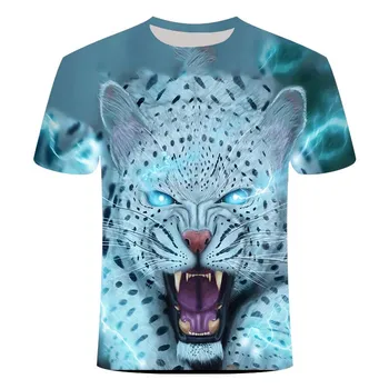 Gyvūnų juokinga 3D liūtas T-shirt vyrų vasaros 3d spausdinimo liūtas berniukas tigras top marškinėliai