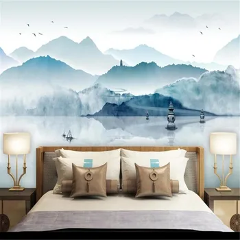 Mlofi užsakymą tapetai, tapetai naujas Kinų stiliaus rašalo tapybos peizažo fone, sienų dekoravimas tapybos freskos