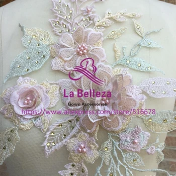 5pieces/daug naujų mados 6color 3D gėlių ployester siuvinėjimo pleistrai vestuvių suknelė/ 