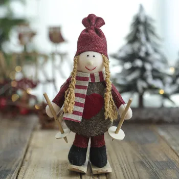 Kalėdų Mielas Slidinėjimo Mergina Lėlės Namų Darbastalio Apdaila Unikali Kalėdinė Dekoracija Namuose Šventinę Navidad Naujųjų Metų Suvenyrų