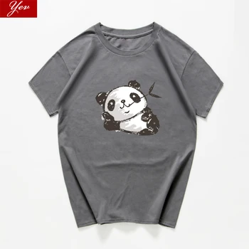 Kawaii drabužiai, marškinėliai moterims 2020 metų Vasaros korėjos moterų drabužius, vintage Panda Print moteris marškinėliai Medvilnė, negabaritinių marškinėliai