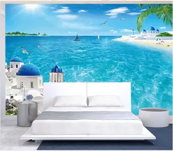 WDBH Pasirinktinius nuotraukų 3d tapetai Meilės jūros peizažas jūra kokoso medžio paplūdimio tapybos namų dekoro kambarį tapetai sienos 3d