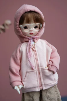 BJD doll drabužius, kurie tinka 1-6 dydžio palaidinė spalvų atitikimo gobtuvu megztinis kailis lėlės priedai