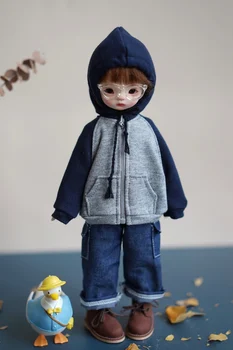 BJD doll drabužius, kurie tinka 1-6 dydžio palaidinė spalvų atitikimo gobtuvu megztinis kailis lėlės priedai