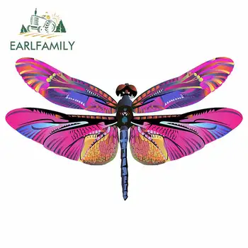 EARLFAMILY 13cm x 7.9 cm Spalva Dragonfly Vabzdžių Vandeniui Automobilių Lipdukai Animacinių filmų Nešiojamas Apdailos Decal Šaldytuvas Grafika