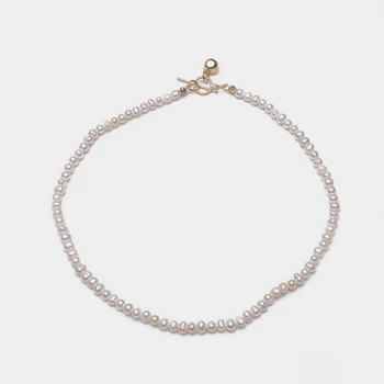 Amorita boutique Klasikinis plonas natūralių perlų vėrinį su trumpu choker