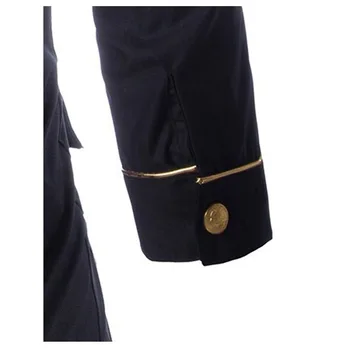 Aukštos kokybės 2020 Mados Pavasario Rudens vėjo aukso epaulettes apdaila juoda Septynių taškų rankovės Petį, vyriški marškiniai