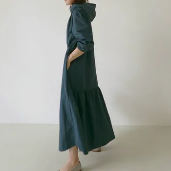 Japonija Stilius Ponios Suknelės Orean Mados Pavasario Naują Prarasti Paprasta Dizaineris Plonas Geriausių Pardavėjų Gobtuvu Single-breasted